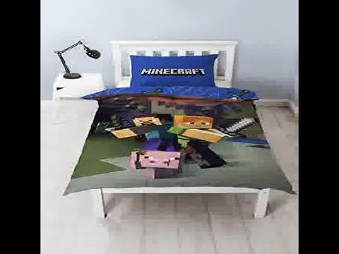 [- Minecraft Reversible Duvet Cover Set, Polyester-Cotton, Blue, Single -]