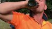 Tradesman Overcomes Several Obstacles for His After Work Drinks