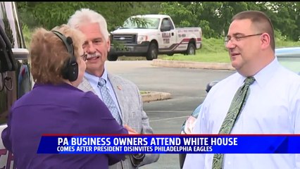 Скачать видео: Pennsylvania Business Owners Attend White House After Trump Cancels on Eagles