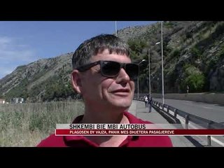 Autobuzi goditet nga masivi shkëmbor afër Shëngjinit - News, Lajme - Vizion Plus