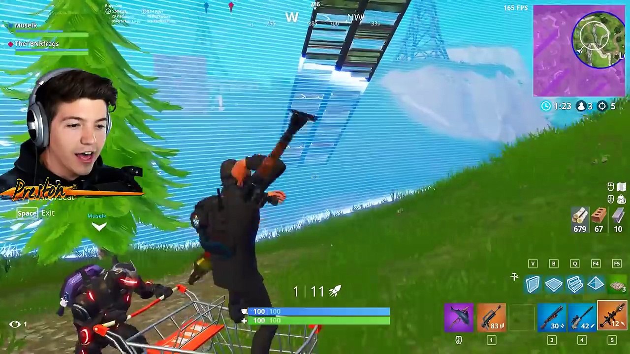 NEW BOUNCER PAD + SHOPPING CART at *MAX* HEIGHT! Fortnite: Battle Royale with Muselk