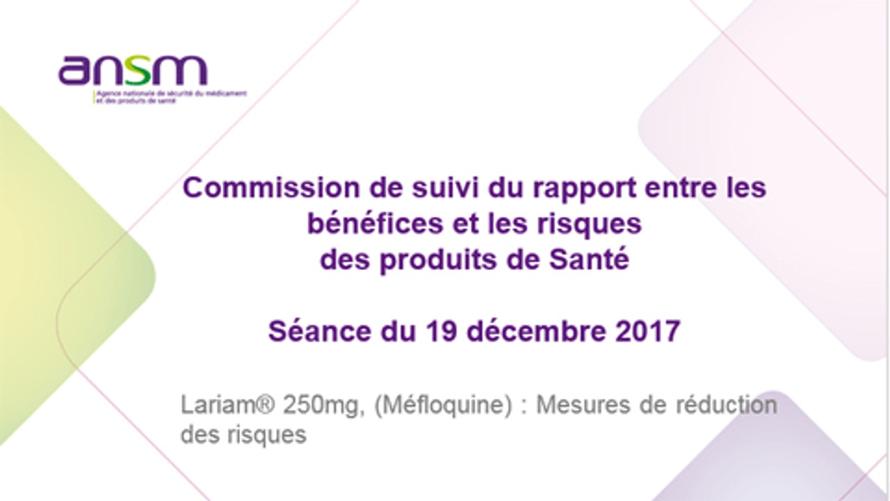 Lariam® 250mg, (Méfloquine) : Mesures de réduction des risques