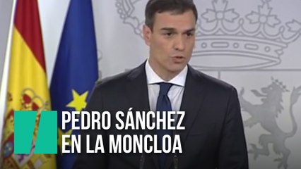 La primera comparecencia de Pedro Sánchez en La Moncloa