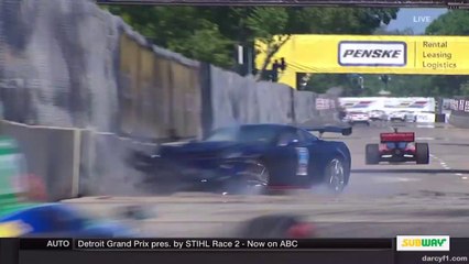 Indycar Detroit 2018 Race 2 Pace Car Strange Crash