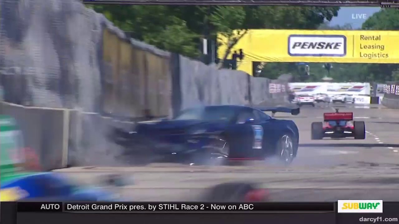 Indycar Detroit 2018 Race 2 Pace Car Strange Crash
