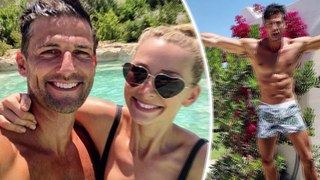 Shredded for the wedding! Shirtless Tim Robards shows off his insane abs in tiny boardshorts as he prepares to tie the knot with Anna Heinrich in Italy