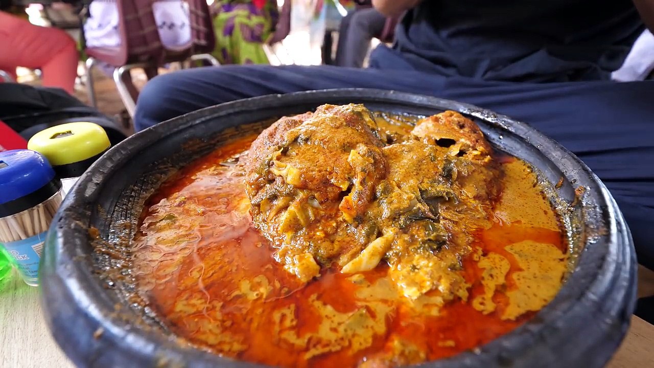 First Time Trying GHANAIAN FOOD!! Amazing Palm Nut Soup in Accra, Ghana, West Africa!