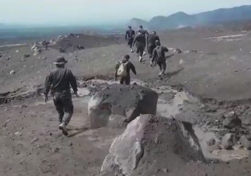Guatemala Police Officials Survey Volcano Damage
