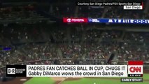 Baseball fan catches foul ball in beer