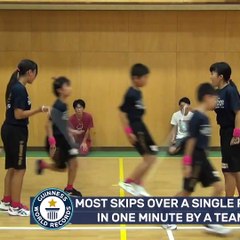 Most Skips Over A Single Rope In One Minute By A Team