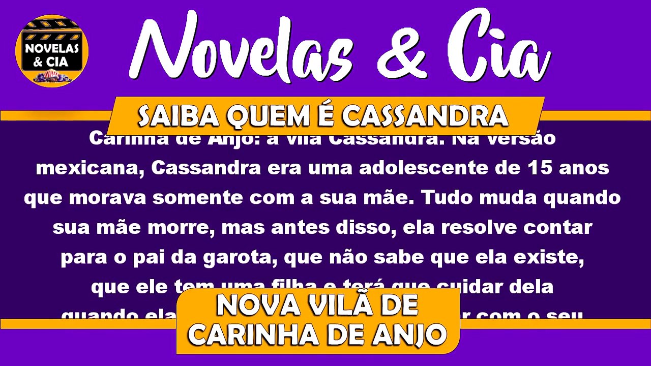 Carinha de Anjo  Conheça quem é Cassandra, a nova vilã da novela