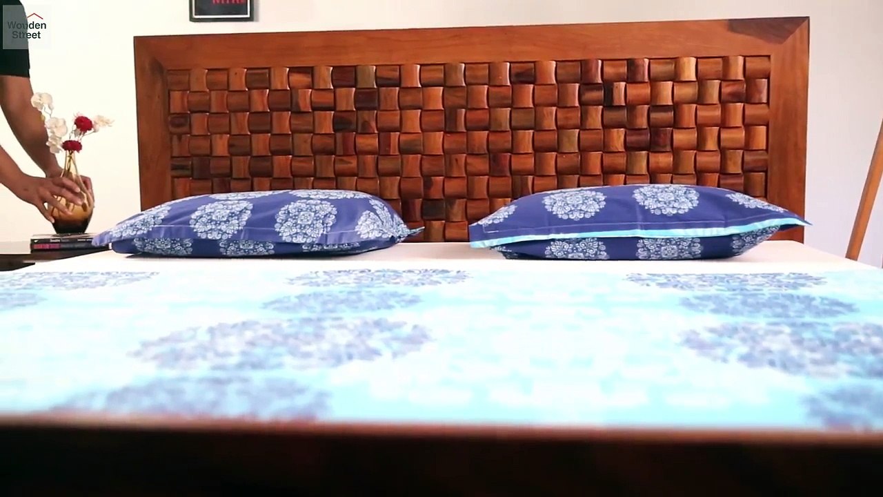 Wooden Storage Bed -  Howler Bed With Side Storage (Honey Finish) at Wooden Street