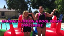 SWIMMING POOL SLIME CHALLENGE - MAKING SLIME ON A  GIANT FLOATY