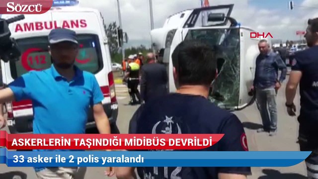 Askerleri taşıyan servis ile polis aracı çarpıştı