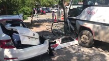 Freni Boşalan Minibüs, Otomobil ve Motosiklete Çarptı: 4 Yaralı