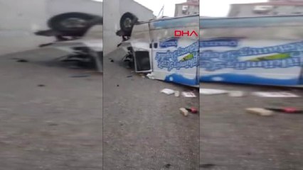 Ankara'daki Kaza Sonrası Minübüs Bir Okulun Bahçesine Düştü