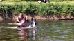 Young foal is terrified to enter the water at Appleby Horse Fair