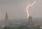 Lightning Crashes Above Oklahoma University
