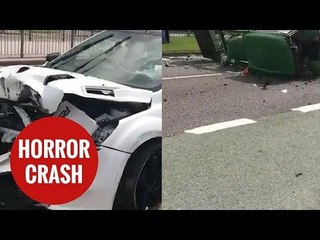 Aftermath of high-speed horror crash between a stolen car and a tractor