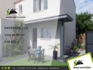Villa A vendre Narbonne 92m2 + Jardin 273m2