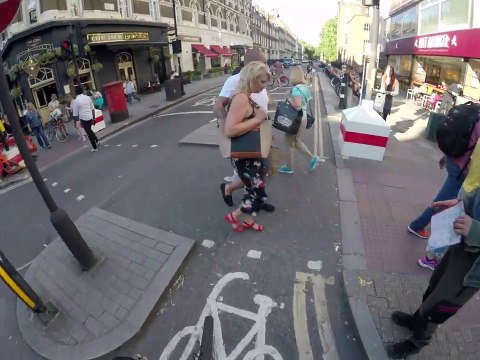 Cyclist vs STUPID pedestrians
