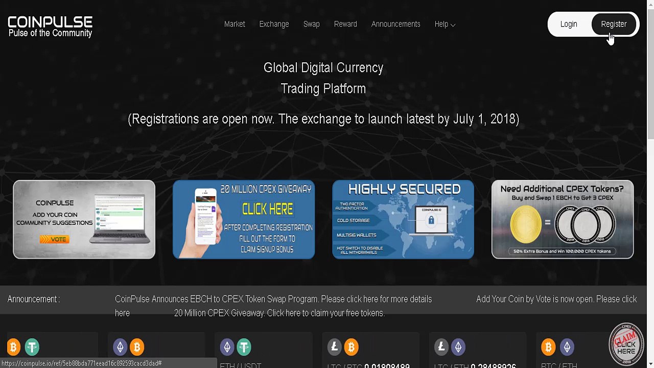 COINPULSE gana tokens CPEX gratis
