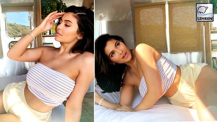 Kylie Jenner Rolls Out Of Bed Looking Stunning In Tiny Crop Top & PJ