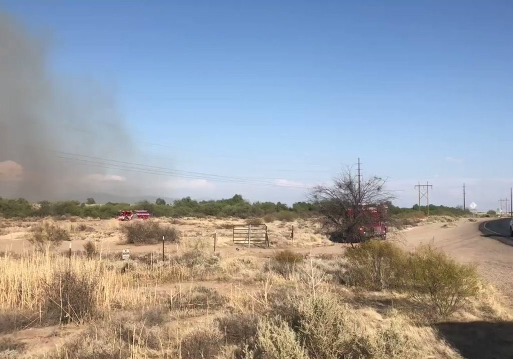 Brush Fire Forces Road Closures Along Santa Cruz River, Arizona