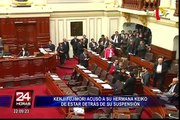 Congreso: reacciones tras acusación de Kenji Fujimori a su hermana por su suspensión