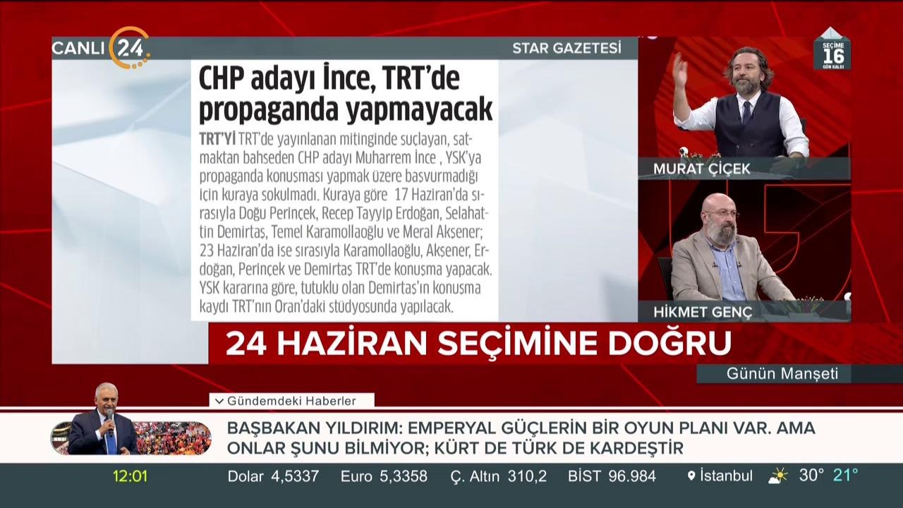 Muharrem İnce, başvuru yapılmadığı için TRT'de konuşamayacak