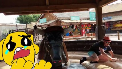 ¡RETO DE LOS  LOS COMPAS VS TORO MECÁNICO!  SI PIERDES TE BAÑAS EN LA PISCINA RADIACTIVA