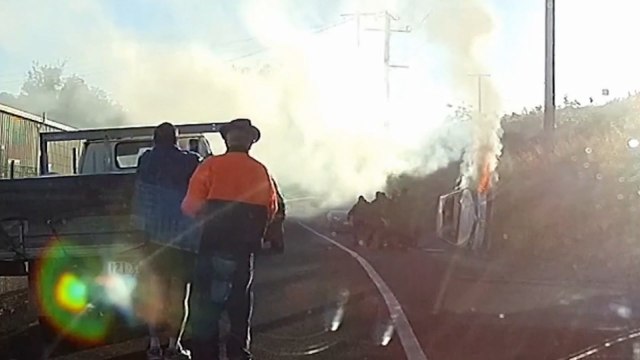 Watch Brave Police Officers Kick Windshield Of Burning Car And Save 73-Year-Old Man's Life