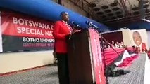 President Mokgweetsi Masisi addressing BDP Special National Congress at Botho University #BDPcongress