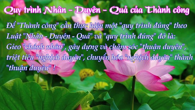 Thành công bằng việc thực hiện -Quy trình Nhân Duyên Quả