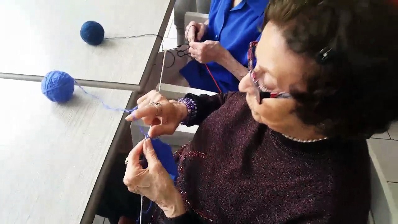 On tricote des drapeaux bleu blanc rouge à la résidence des Aubépins près de Rouen