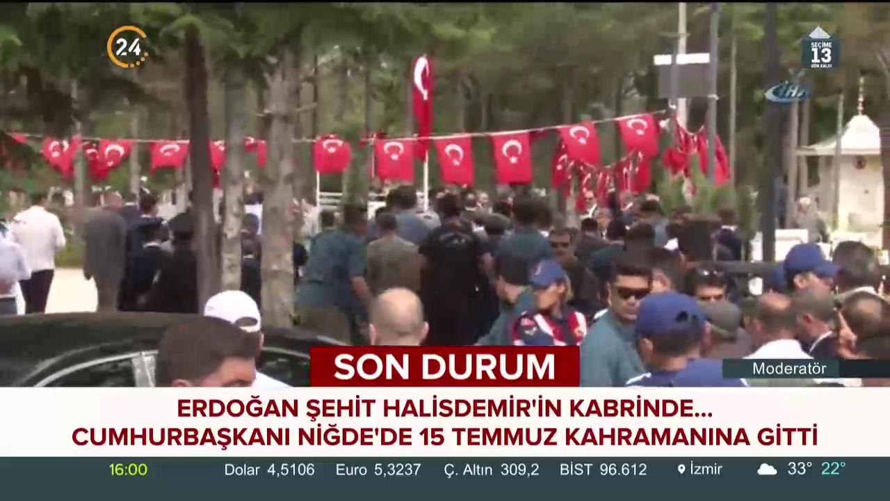 SONDAKİKA Cumhurbaşkanı Erdoğan, şehit Ömer Halisdemir kabrinde