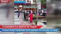 Ayakkabısı ile kediye su taşıdı