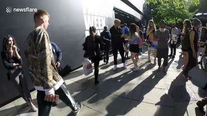 Will Poulter, Rafferty Law and Vanessa White depart fashion week show