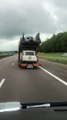 Un porte-voitures chargé de merveilles sur l'autoroute du Sudu
