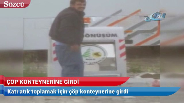 Katı atık toplamak için çöp konteynerine girdi