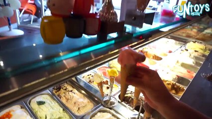 Download Video: Eating Ice Cream Bad Baby Ice Cream Shop for Children IRL | Learn Colors and Johny Johny Yes Papa