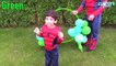 Learn Colors with Balloons and Hula Hoops for Children | Family Fun Activity Learn Colours Spiderman