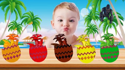 Bad baby crying - Dinosaur Surprisea Eggs with King Kong And Bad baby - Learn colors for childrn