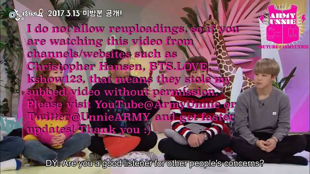[ENG] 170313 Hello Counselor (Unreleased): Jin talks about his self-esteem