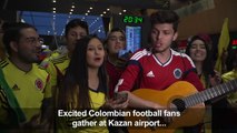 WC2018: Colombian fans greet team as it arrives in Russia