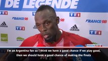 Bolt giving his backing to Argentina at World Cup