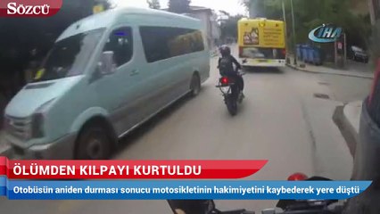 Motosikletli kadın ölümden kılpayı kurtuldu