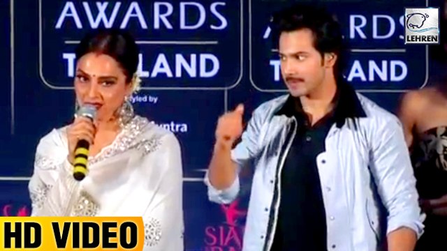 Rekha Scolds Varun Dhawan At IIFA Press Conference