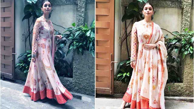 Alia Bhatt looks stunning in Tarun Tahiliani Anarkali fusion dress | FilmiBeat