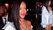 Rihanna turns heads in plunging blue shirt dress with high-low hem at chic Stance Socks pop-up